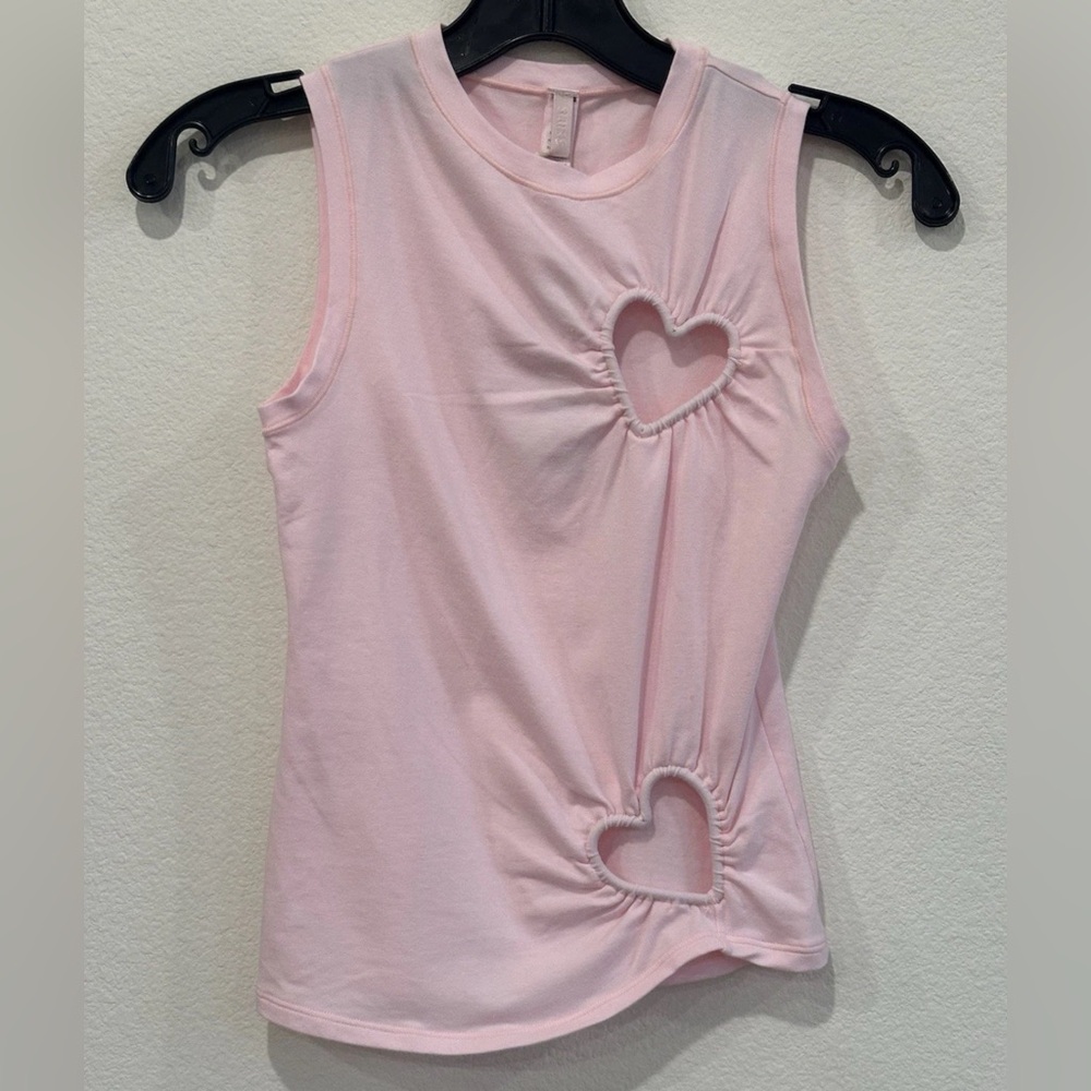 New Skims Heart Cotton Blend Jersey Tank Cherry Blossom Size XS